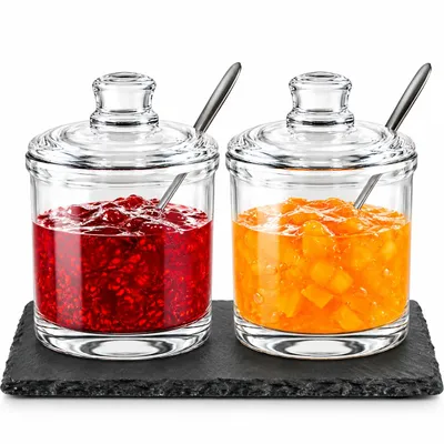Produktbild von Marmeladendosen auf Schieferplatte Parmesandosen Gewürzdosen Set Honigdose Dose
