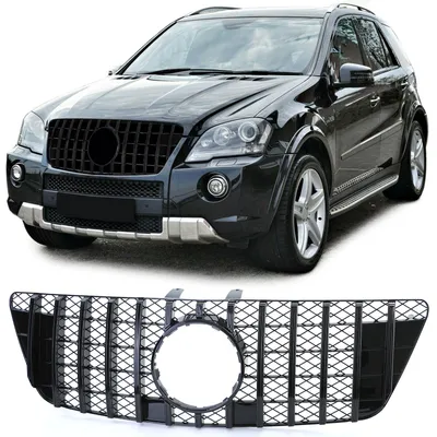 Sport Kühlergrill Schwarz Glanz passt für Mercedes M Klasse W164 Mopf 2008-2011 – Produktansicht