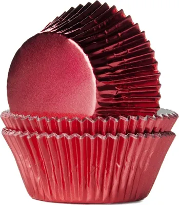 Produktbild von 24 Muffinförmchen Metallic rot