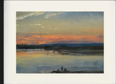 Produktbild von Johan Christian Dahl Gerahmtes Bild Mit Edlem Passepartout | Wand-Bilder | Im Bilderrahmen - Die Elbe Im Abendlicht (60 x 80 cm)