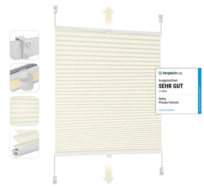 Produktbild von Sekey Plissee Klemmfix ohne Bohren 50x130cm Faltrollo Plisseerollo Jalousie für