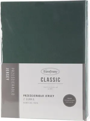 Zdjęcie produktu dla Prześcieradło z gumką CLASSIC jersey 90X200 cm butelkowa zieleń