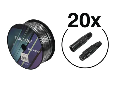Immagine prodotto di Set cavo DMX 2x0,22 100m bw + 40 connettori