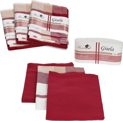 Produktbild von 12tlg Set Geschirrtuch Gisela rot 45x65cm 100% Baumwolle Trockentücher Polieren Glas Haushalt