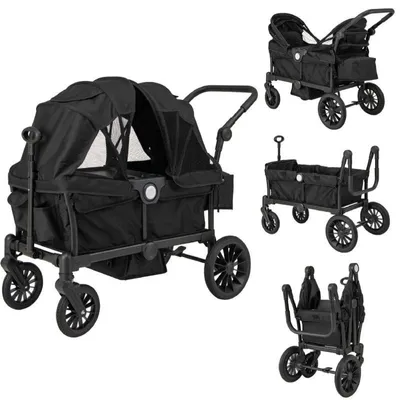 Obrázek produktu pro Kočárek 2v1 s nastavitelnou rukojetí a odnímatelnou stříškou BC10302BK, černý