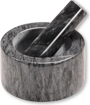 Produktbild von KESPER Mörser mit Schlegel aus grauem Marmor, Ø 13 cm, Höhe 8 cm – robust & elegant für Gewürze & Kräuter – 71504
