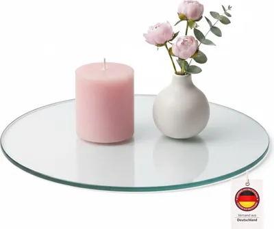 Produktbild von HOOZ Glas Servierplatte rund [pflegeleicht] – Servier-, Wurst- & Käseplatte aus ESG-Sicherheitsglas 6 mm mit Kantenschliff, Transparent Ø50cm