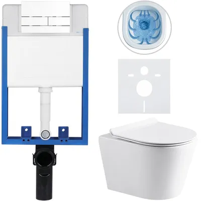 Immagine prodotto di CERANO - Set completo per WC da incasso Lite/Norbi - bianco lucido - Pulsante per WC Line, bianco - da incasso - 48,5x36,5 cm