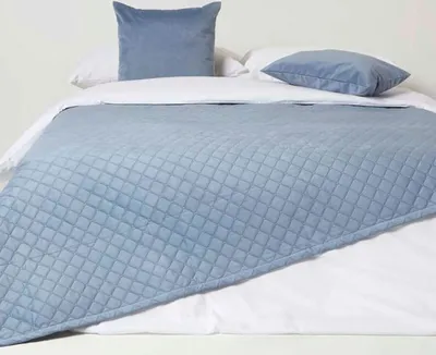 Produktbild von HOMESCAPES Samtdecke blau 150 x 200 cm - Wohndecke gesteppt