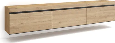 Image de COZY Meuble TV, Banc Télé, 240x35x45cm, Suspendu, Mural, Chêne