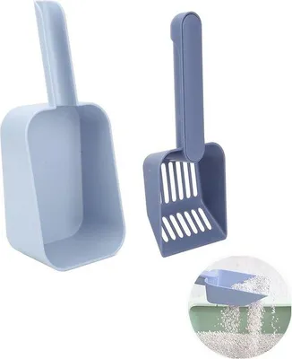 Obrázok produktu pre Ergonomická škrabka na mačacie toalety, modrá, z plastu