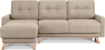 Produktbild von Konsimo Linke Ecksofa mit ausziehbar Liegfläche "VISNA", Beige, Stoff, Scandinavian, 228x79x165