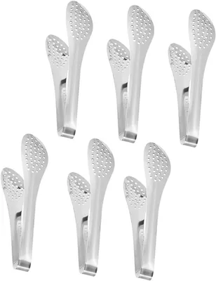 Produktbild von Set mit 6 Mehrzweck-Servierzangen aus Edelstahl 201, 18 cm lang, für Buffets, Catering, Grillen oder Barbecues
