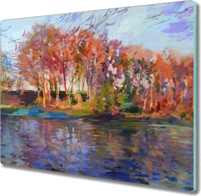 Produktbild von Coloray Herdabdeckplatte 60x52 cm Schneidebrett Kochplattenabdeckung Küchenbrett Hackbrett - See Natur