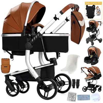 Zdjęcie produktu dla Wózek dziecięcy, 3 w 1, składany, kompaktowy, kolor khaki, model X518