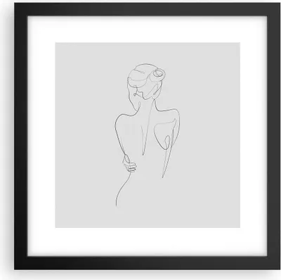 Produktbild von Gerahmtes Poster - Schwarzer Rahmen - Körper Frau Zeichnung - 30x30 cm - Wand Bild - Wanddeko - Wandbilder - Kunstposter - Wandposter - Bilderrahmen - Bilder - Kunstdruck - P2BAC30x30-4651