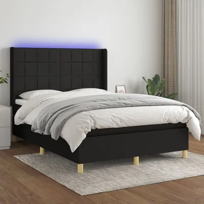 Produktbild von The Living Store Boxspringbett mit Matratze & LED Schwarz 140x200 cm Stoff