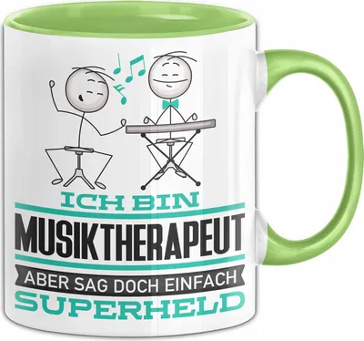 Produktbild von Musiktherapeut Geschenk Tasse Ich Bin Musiktherapeut Aber Sag Doch Einfach Superheld Lustige Geschenkdiee für Musiktherapeut Kaffee-Becher (Grün)