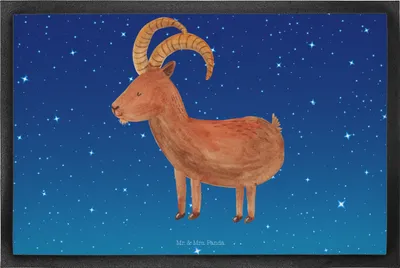 Produktbild von Mr. & Mrs. Panda Schmutzfangmatte Sternzeichen Steinbock 60 x 90 cm - Sternenhimmel Blau - Geschenk, Bodenvorleger, Bock, Ziege, Gummimatte, Fussmatte, Steinböcke