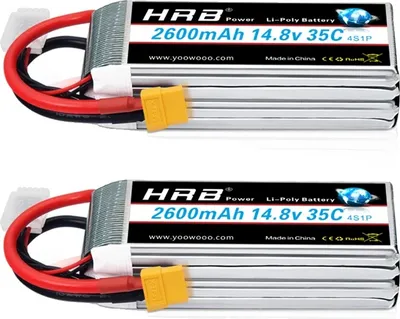 Productafbeelding van HRB LiPo-batterij, 14,8V, 2600mAh capaciteit, 35C ontlaadsnelheid, 4S 2600mAh, XT60 connector, 2 stuks