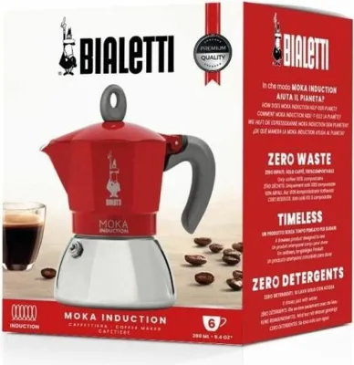 Produktbild von BIALETTI MOKA INDUCTION Espressokocher rot, 6 Tassen