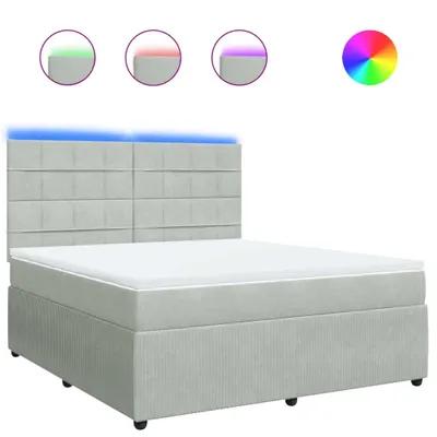 Produktbild von Boxspringbett mit Matratze Hellgrau 180x200 cm Samt