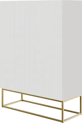 Produktbild von Selsey VELDIO - Highboard 2-türig, Weiß mit goldenem Metallgestell, 90 cm breit