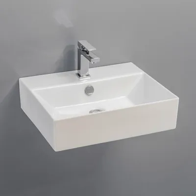 Zdjęcie produktu dla Aqualine Sistema - Umywalka 500x420 mm, z przelewem, z otworem na baterię, biała 10SF50051