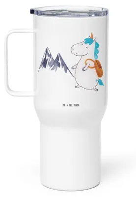 Produktbild von Mr. & Mrs. Panda Thermobecher Einhorn Bergsteiger - Weiß - Geschenk, getränkebecher, Unicorn, Einhörner, To-Go-Becher, Urlaub, Reisen, Teetasse, Kaffee-to-go-Becher