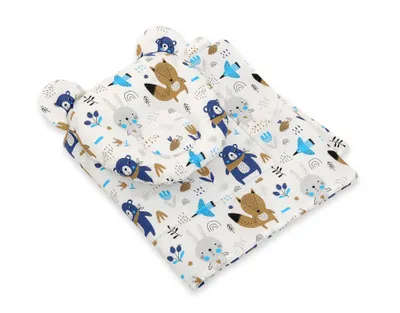 Immagine prodotto di Trapunta imbottita e cuscino sagomato Orsacchiotto - set di 2 pezzi. - orsetto blu navy