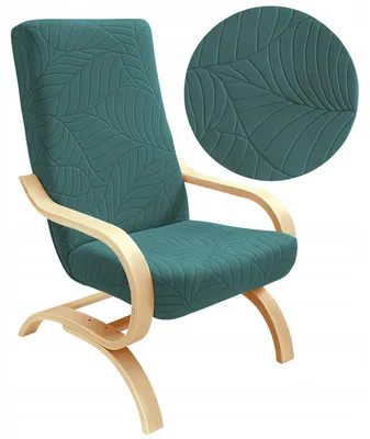 Produktbild von Sesselbezug Stretch - Husse für Schwingsessel - Grün Jacquard - Passend für Poäng Sessel