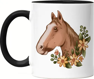 Produktbild von Pferd Tasse Schwarz Liebe Pferde Hengst Stute Hobbie Freiheit Pferdeflüsterer Pferdeliebhaber Reiten Blumen Reiter