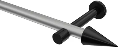 Produktbild von Interdeco Gardinenstange / Vorhangstange Silbergrau / Schwarz, Typ Prestige Savio (Kegel) ohne Ringe, 20 mm Ø 1-läufig, 600 cm
