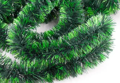 Produktbild von Weihnachtsgirlande Lametta 5cm x 3m Dunkelgrün matt / Hellgrün