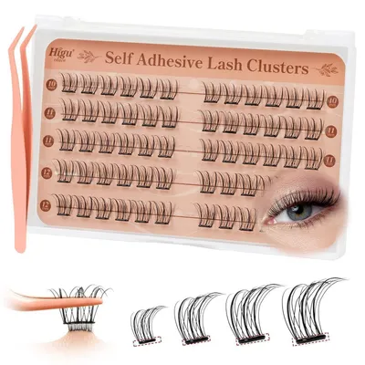 Image de Faux cils auto-adhésifs, lot de 60, forme C, avec pince à épiler, pas de colle nécessaire