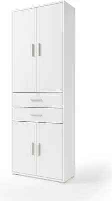 Produktbild von Aktenschrank "Clermont" in weiß mit 2 Schubladen und 4 Türen. Abmessungen (BxHxT) 79,1x221,2x35 cm