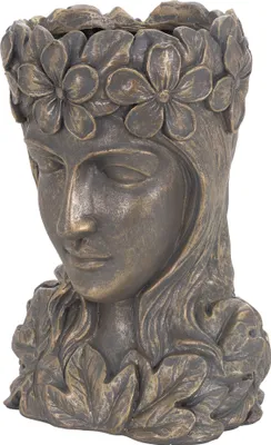 Obrázok produktu pre ML-Design Kvetináč Hlava ženy, 21x16x32 cm, bronz, z polyresinu, do interiéru a exteriéru, živica, socha ženy, socha dámy s tvárou kvetináč kvetináč záhradná dekorácia váza urna