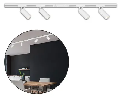 Zdjęcie produktu dla System szynowy Briloner, kompletny zestaw, 4x reflektory LED, ściemnialne, zasilacz, biały, 1,5 m