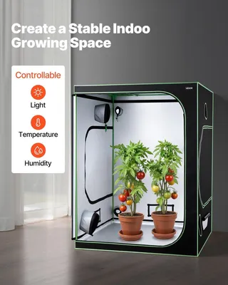 Image de Kit de tente de culture d'intérieur, 150 x 150 x 200 cm, tente pour plantes d'intérieur avec éclairage LED à spectre complet et système de ventilation, mylar 600D hautement réfléchissant, tentes de culture pour fleurs et légumes