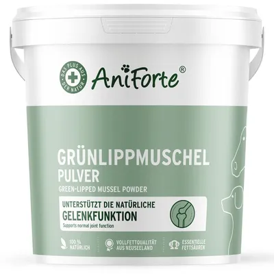 Produktbild von AniForte Grünlippmuschelpulver für Hunde & Pferde 1kg - Gelenkpulver in Vollfettqualität, unterstützt Gelenke & Agilität, 100% Grünlippmuschel Pulver