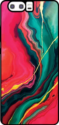 Produktbild von Smartphonica Telefon Fall geeignet für Huawei P10 mit roten grünen Marmor Print - TPU Backcover Fall rot grün Marmor Design