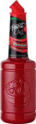 A bottle of strawberry puree mix.