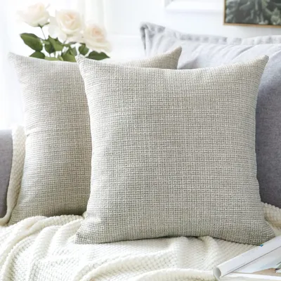 Obrázok produktu pre Dva vankúšové poťahy, farba khaki, 40x40 cm, vzhľad lnu, materiál: polyester