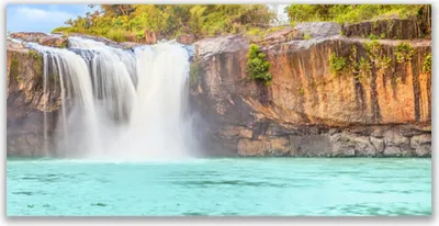Produktbild von Glasbilder 140x70 Wandbild Druck auf Glas Wasserfall See Landschaft