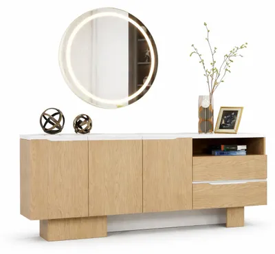 Produktbild von Modernes Sideboard Holz weiß minimalistisch Wohnzimmer Möbel, KI-generiertes Bild
