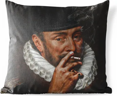 Produktbild von MuchoWow® Outdoor Kissen - Wilhelm von Oranien - Adriaen Thomasz - Hut - 45x45 cm - Wetterfest - Lounge Kissen - Fotokissen - Dekoratives Kissen