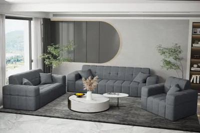 Produktbild von Kaiser Möbel Sofagarnitur 3+2+1 Couchgarnitur serie NIMES stilvol viele farben Stoff VERITA Stahl