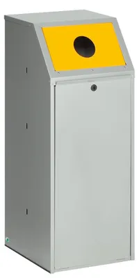 Produktbild von Robuster Wertstoffsammler mit Klapptür | für Wertstoffe | 70 Liter, HxBxT 100x40x40cm | Verzinkter Stahl | Grau