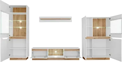 Produktbild von Wohnwand FAME, Wohnzimmerset, Wohnzimmer, Wand, Regal, TV Wand (WEISS / ARTISAN)