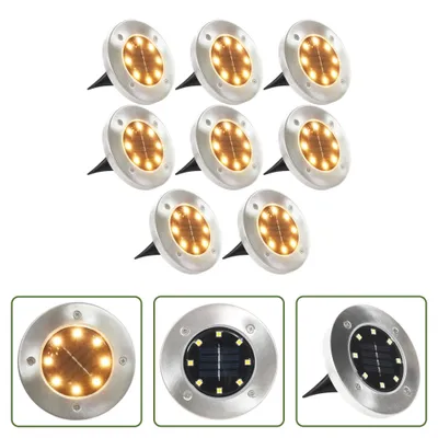 Image de The Living Store Lampes solaires de sol 8 pcs. LED blanc chaud